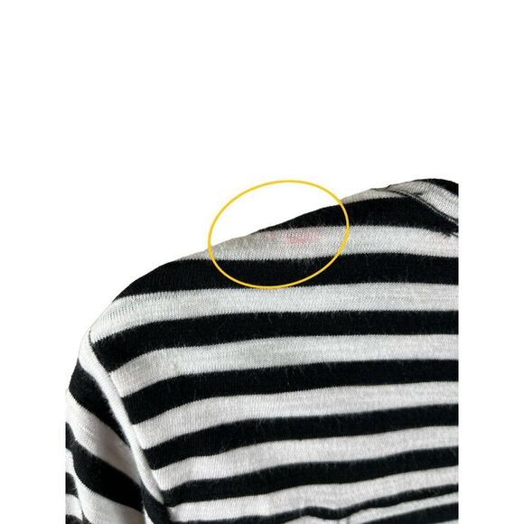 Chico's Ultimate Tee Modal Blend Slub High Low Striped Top Size 1 Medium B&W - Picture 8 of 12